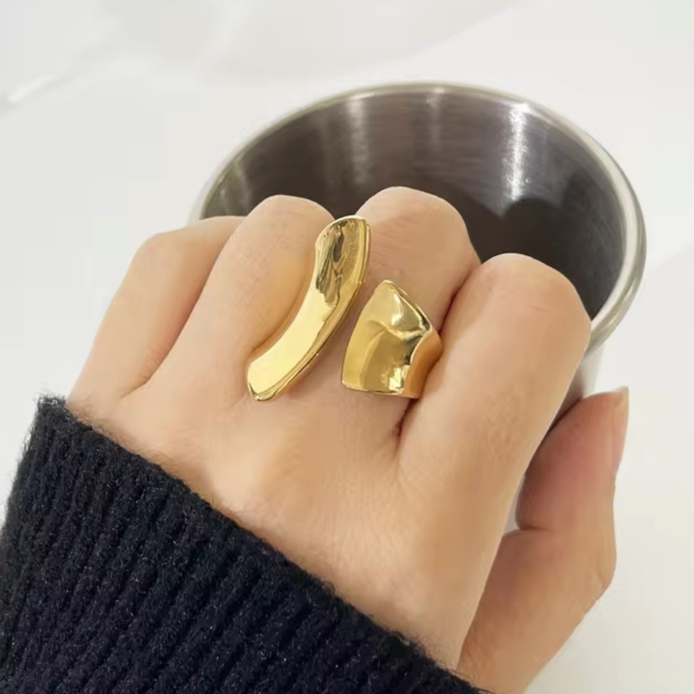 Gold Plated Irregular Wide Open Ring